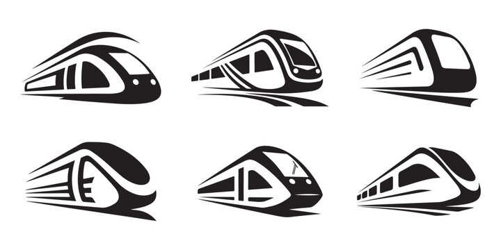 High-Speed Train Logo Set &ndash; Modern Railway Icon Collection