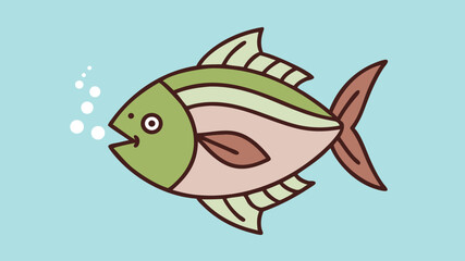 Cartoon tona fish blowing bubbles underwater