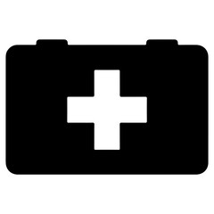 Obraz premium Black first aid kit icon with white cross isolated on
