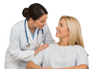 Doctor comforting patient on transparent background isolated on transparent background