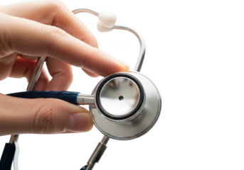 Doctor s hand holding a stethoscope isolated on transparent background