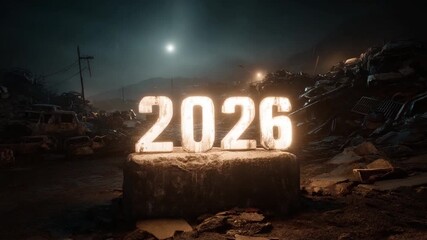 Experience the excitement of New Year 2026 as it symbolizes fresh starts. The atmosphere is filled with joy while a glowing sign sets the tone for hope and transformation