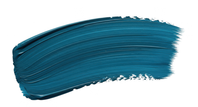 Textured teal paint stroke isolated on transparent background