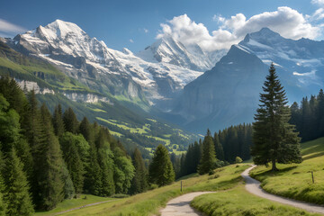 swiss alps in the summer