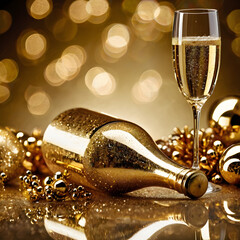 champagne bottle and glasses