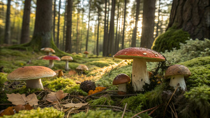 mushrooms in the forest