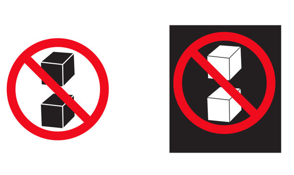 Do Not Stack Red prohibition circle showing stacked boxes crossed out, used to indicate “do not stack” instructions for preventing damage to sensitive or unstable packaged items.