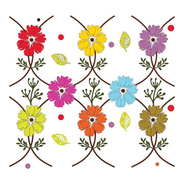 Floral Colorful Pattern Design , Print Design , EPS File