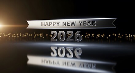 Celebrating the dawn of 2026 with a luminous display and sleek reflective surfaces, a hopeful year.