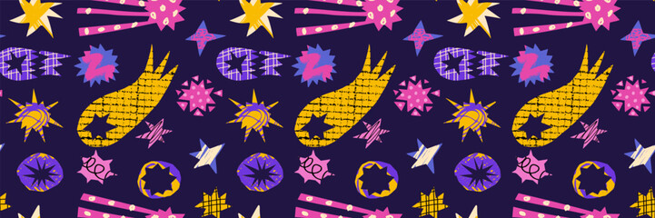 Seamless starburst pattern with irregular star shapes and cutout texture.