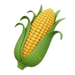 Obraz premium A vibrant yellow corn cob unveiled from its fresh green husk against a stark black background