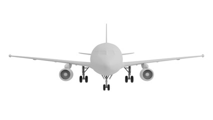 3D Render a large jetliner flying through a white sky
