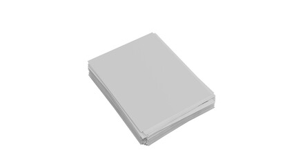 3D Render a stack of white paper on a white surface