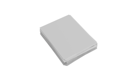 3D Render a stack of white paper on a white surface