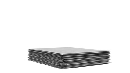 3D Render a stack of books sitting on top of a white surface