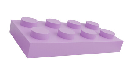 3D Render a purple lego block with six circles on it