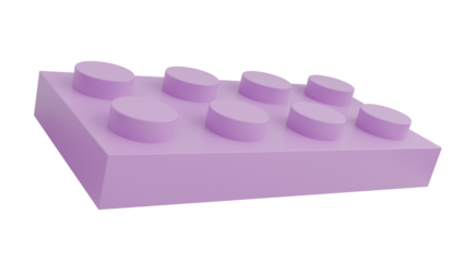 3D Render a purple lego block with six circles on it