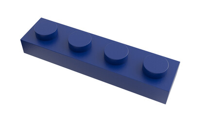 3D Render a blue lego block with three blue knobs