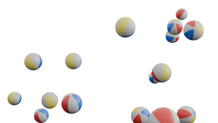 3D Render a bunch of balls are flying in the air