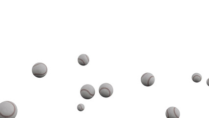3D Render a bunch of baseballs flying in the air