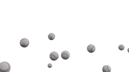 3D Render a bunch of baseballs flying in the air