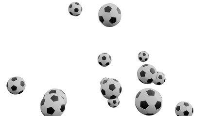 3D Render a bunch of soccer balls flying in the air