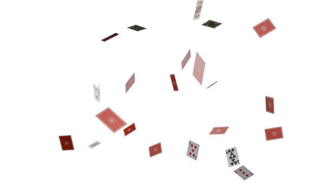 3D Render a bunch of cards flying in the air