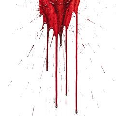 Flowing Red Blood Drips and Trails Isolated on White Background