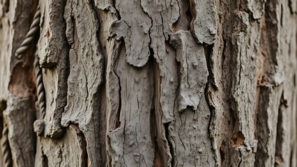 lignin. Close-up of tree bark with rope marks and natural erosion patterns. ESG reports, sustainability campaigns, designed for environmental awareness campaigns, used by presentation designers.