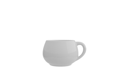 3D Render a white cup with a handle on a white background