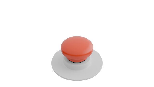 3D Render a red button on a white surface