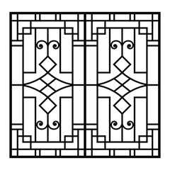 Geometric Art Deco Window Grill Vector Design
