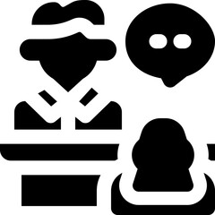 interview glyph icon. Strong and solid vector icon for websites, mobile interfaces, presentations, and visual branding. High quality and easy to edit.