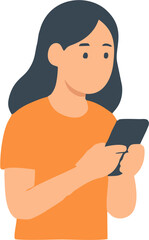 Woman Using Smartphone Simple Illustration of Mobile Technology and Communication