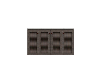 3D Render a brown window with shutters on a white background