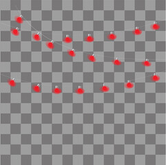 Hanging Festive Red String Lights on Curved