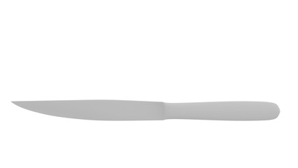 3D Render a knife with a white handle on a white surface