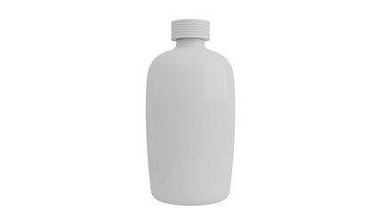 3D Render a white bottle with a white cap on a white background