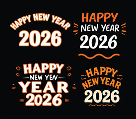 Happy New Year 2026 Typography Collection – Modern Festive Lettering Designs