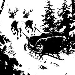 reindeer sled on the snow