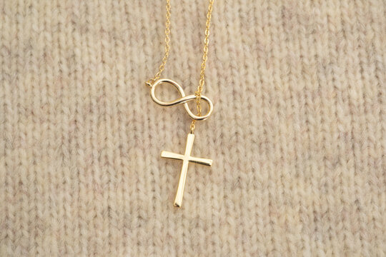 The cross-shaped necklace is a perfectly designed accessory.