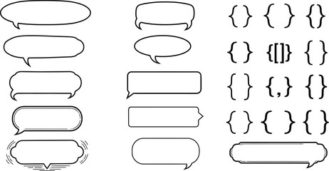 Hand drawn speech bubbles and brackets for creative design elements