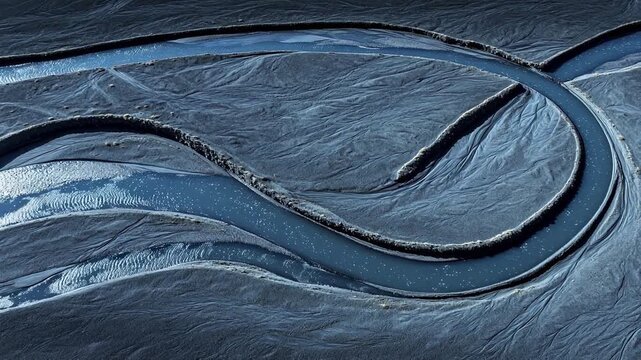 Winding river in dry landscape