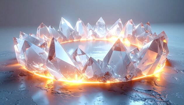 Mysterious glowing crystal cave under soft blue light high resolution photo - Powered by Adobe