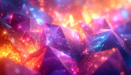 Color Blend Rainbow Trendy Low Poly BG Design
