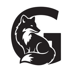 Graceful fox silhouette forming the letter G in a bold artistic typography design concept