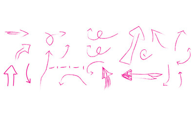 Pink Hand Drawn Arrows Collection on White Background