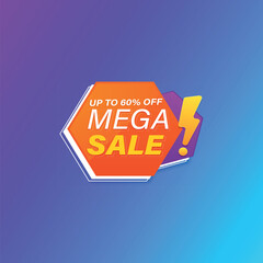 Mega Flash sale offer banner with editable text template 