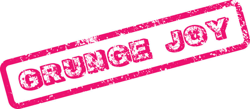 Grunge Joy Stamp Design with Floral Details and Bold Color