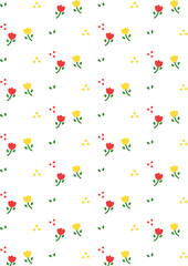 縦の背景　小さい花のパターン　赤黄